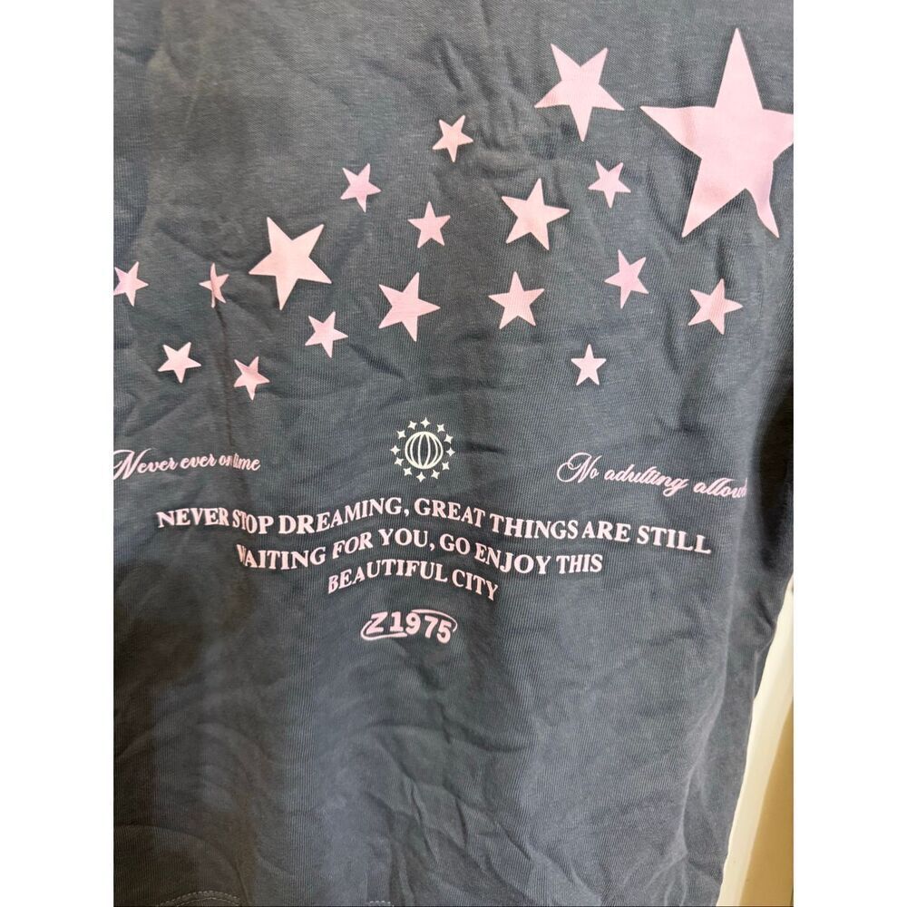 Zara Girls Washed Inspire People Long Sleeve T-Shirt Gray Pink Size 9-10 NWT